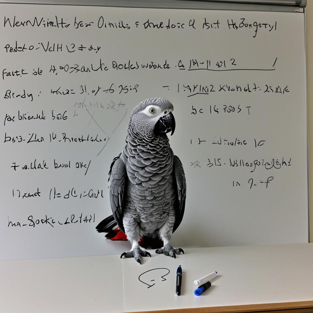 African Grey Parrot with Schrödinger's Equation