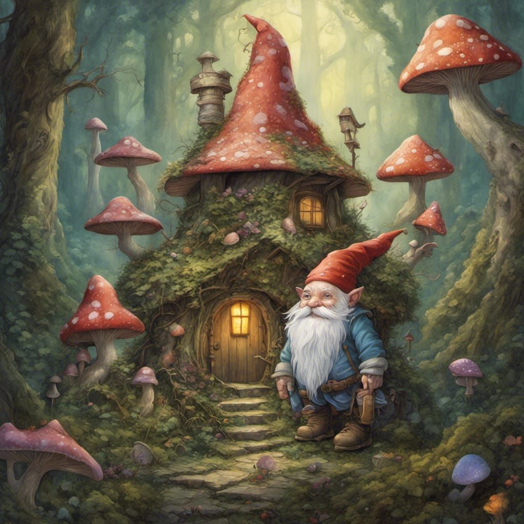 Enchanted Gnome Portrait in Fairytale Forest