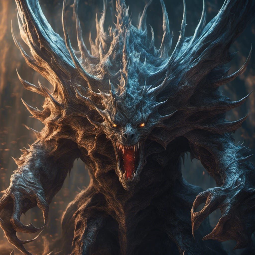 Enchanting Chasmfiend with Neon God Rays in 8k