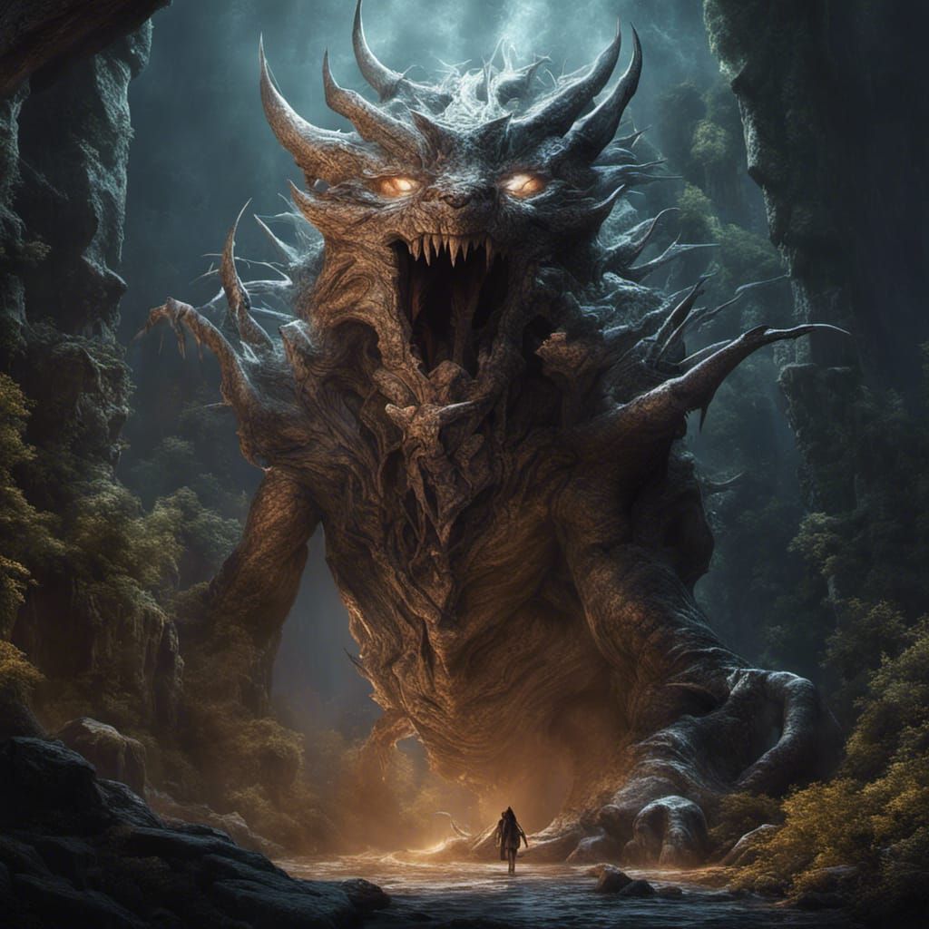 Enchanting Chasmfiend with Neon God Rays in 8k