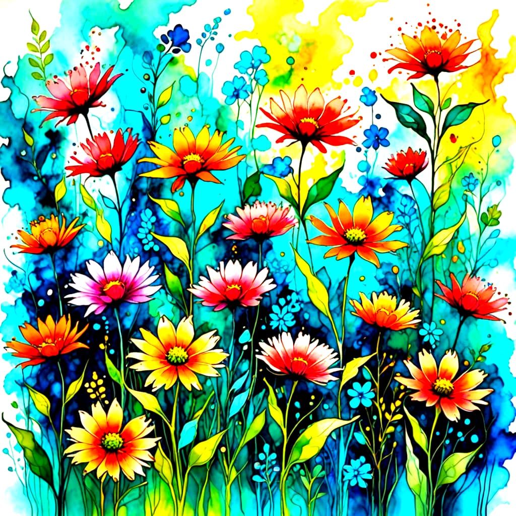 Ethereal Abstract Alcohol Ink Flowers Art