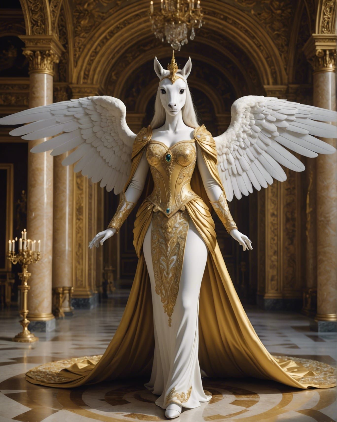 an anthropomorphic bipedal alicorn mare with a curvaceous fe...