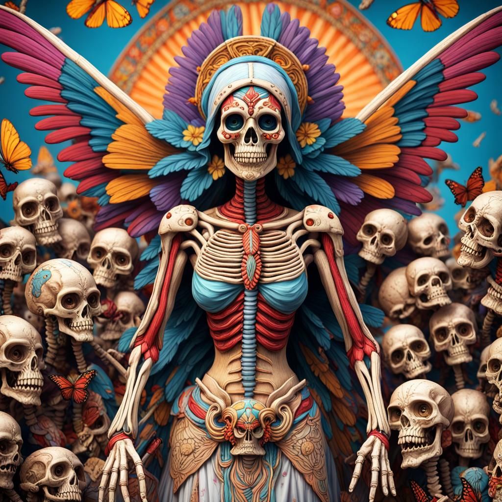 Itzpapalotl: Skeletal Goddess with Butterfly Wings in 3D