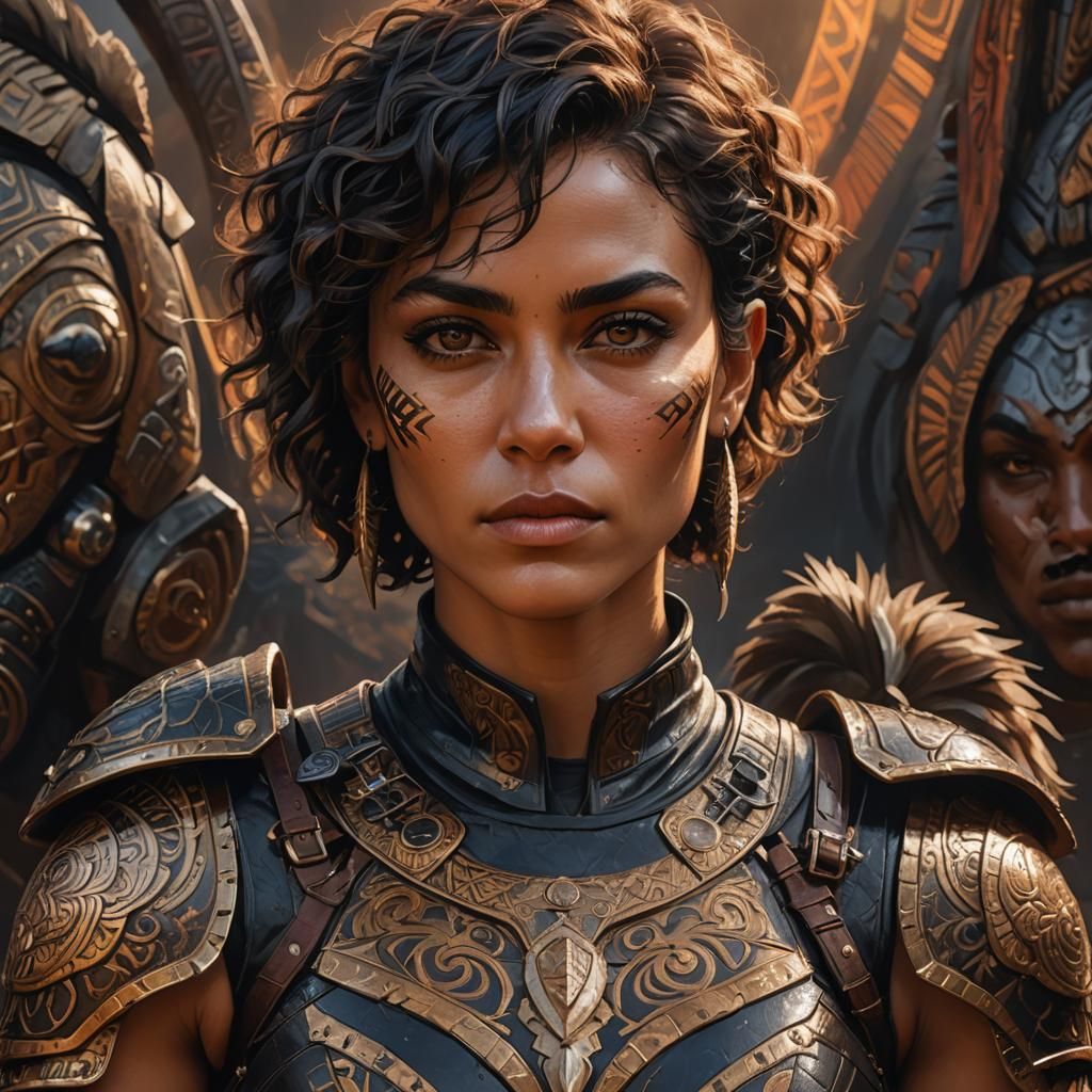 Tribal Woman in Leather Armor: Fantasy Art