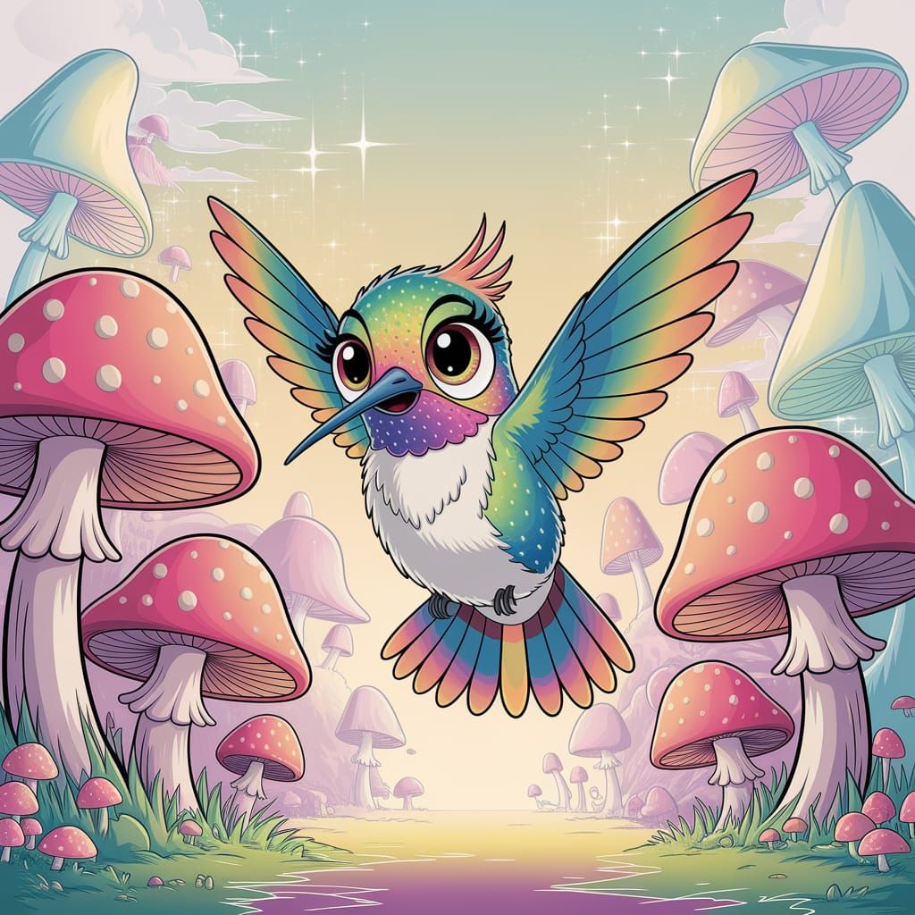 Rainbow Hummingbird in Dreamscape, Disney Animation Style