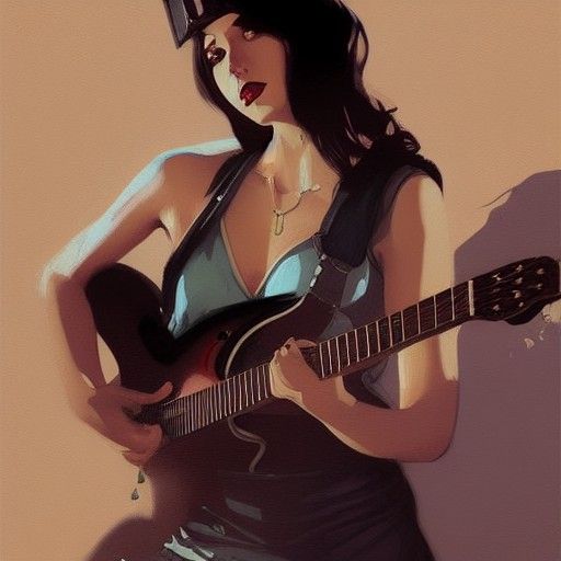 Sinister Pinup of a Guitar Player