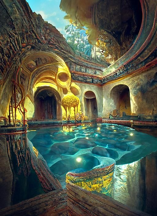 El Dorado Sacred Pool: A Hyperrealistic Aztec Vision