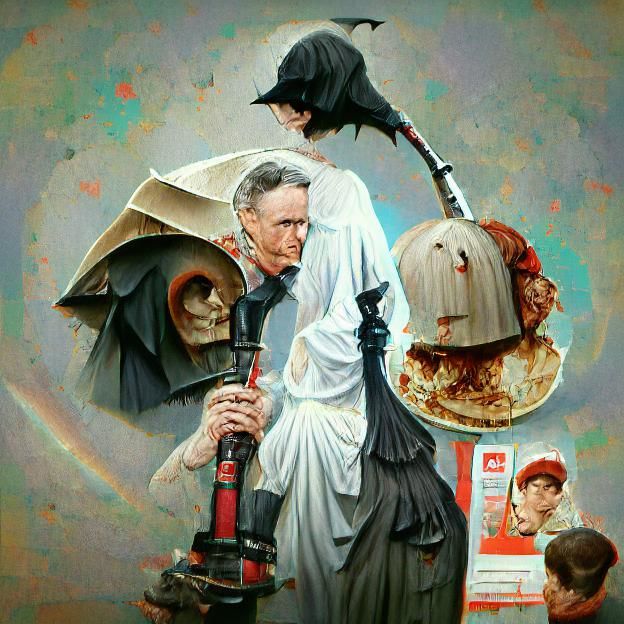 Whimsical Grim Reaper in Rockwell Style