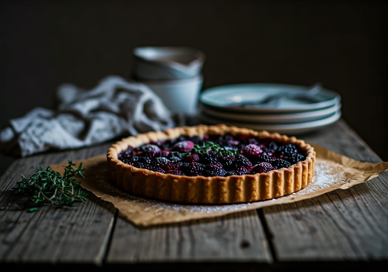 Rustic Fruit Tart Food Photography in Golden Light