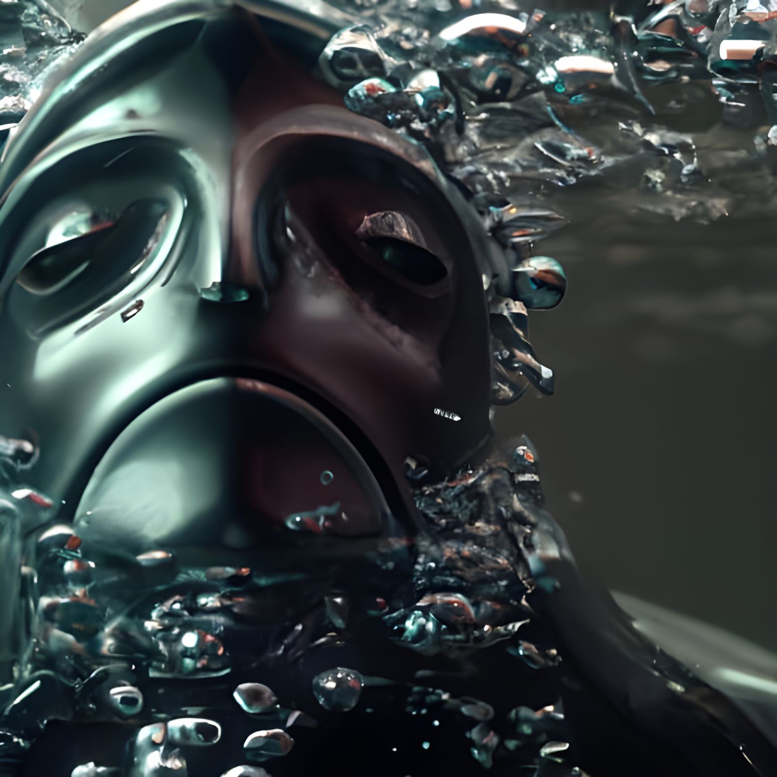 Underwater Hooded Figure in Detailed Concept Art