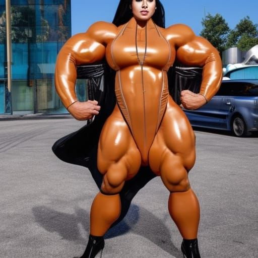 Commercial Photo of Woman in Exaggerated Musclesuit
