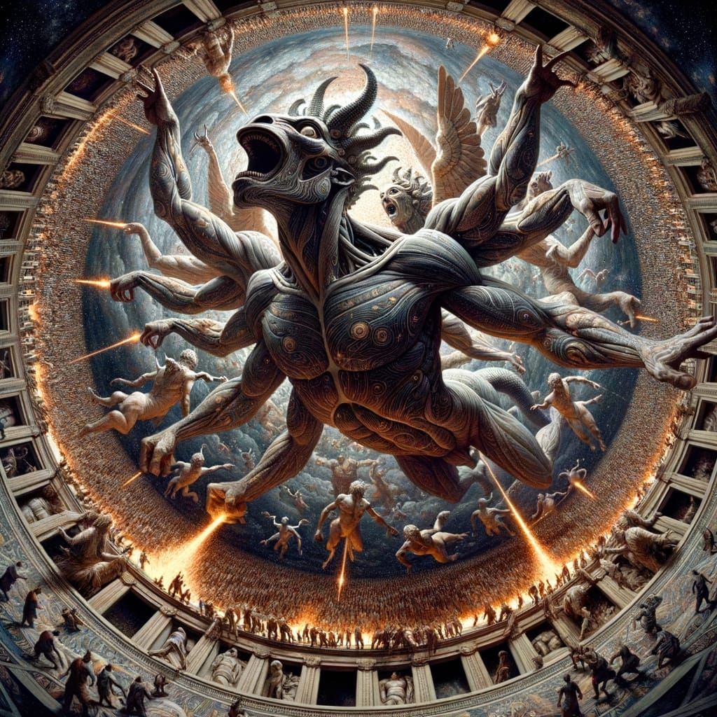 Stellar Beings Dance Around Giant Entity