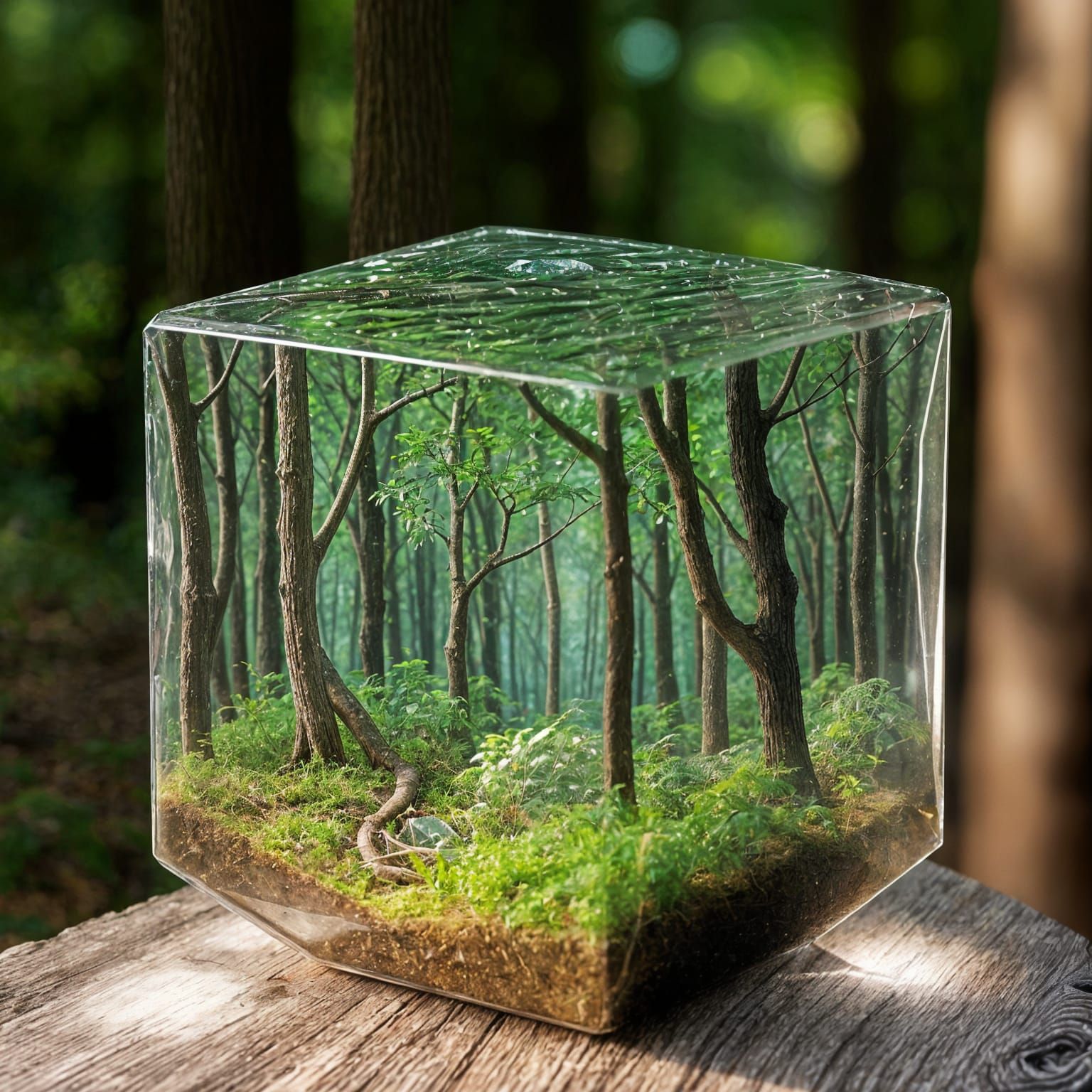 Crystal Cube Unveils Hidden Forest Wonderland