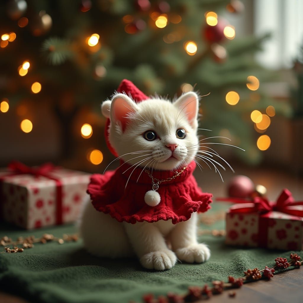 Festive Kitten in Winter Wonderland