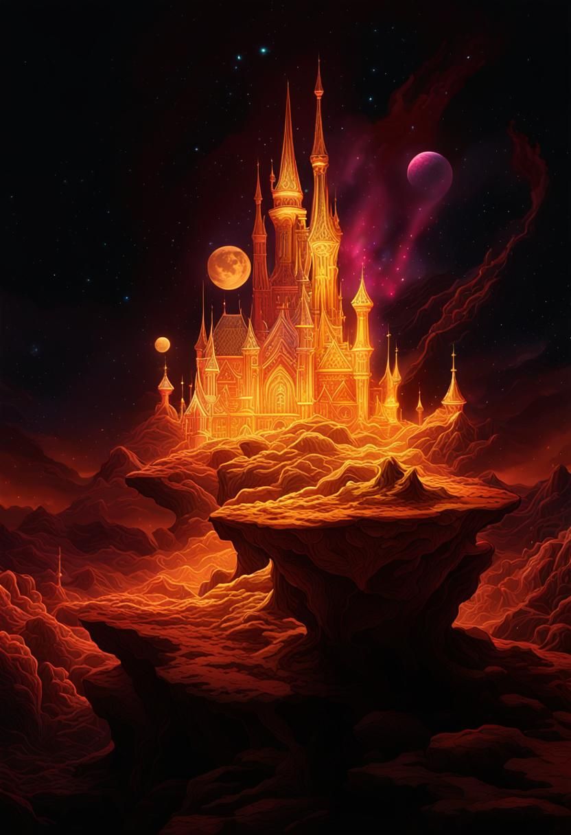 Cosmic Night: Holographic Astral Illustration in Dark Fantas...