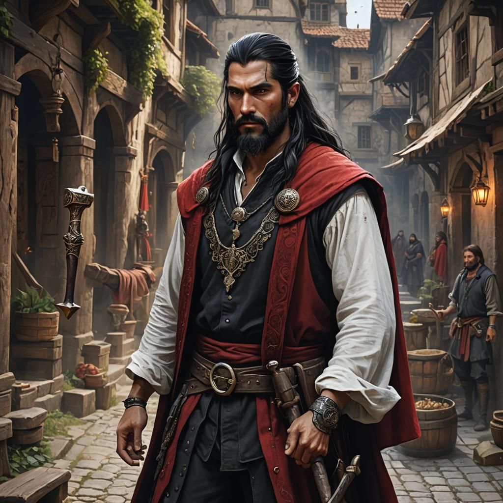 Medieval Gypsy Blacksmith Fantasy Art in 8K