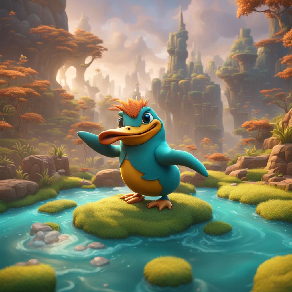 Cute Perry the Platypus Fantasy Concept Art