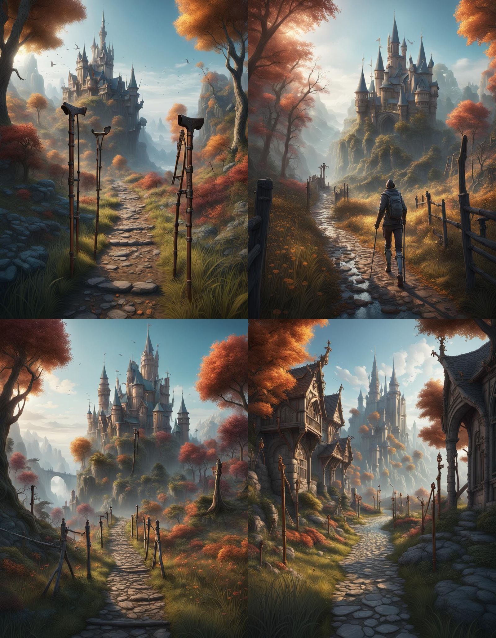Fantastical Morning Walk in Detailed Matte Painting