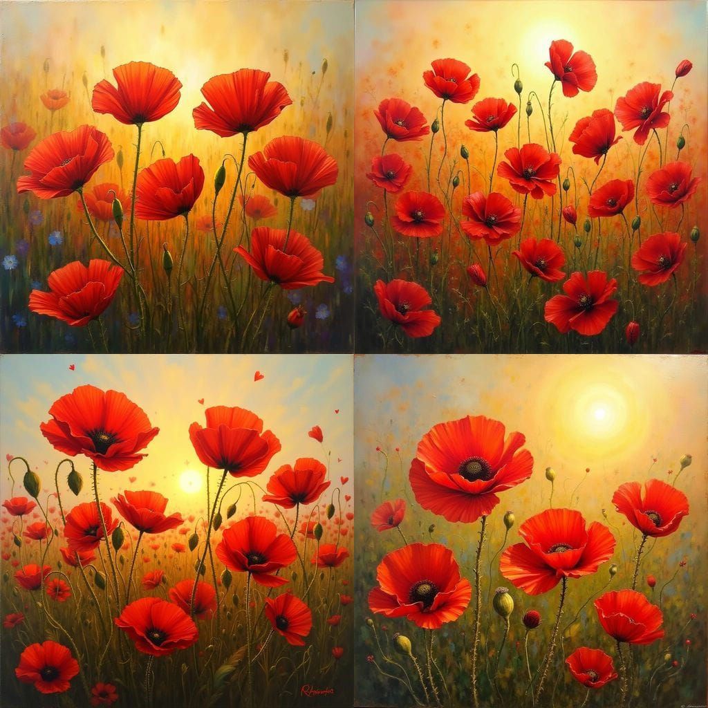 Red Poppies in Sunlight: An Oil Painting