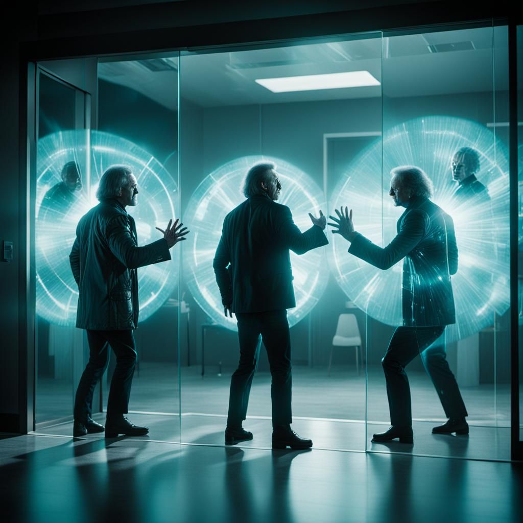 Epic Hologram Showdown in a Neon-Drenched Future