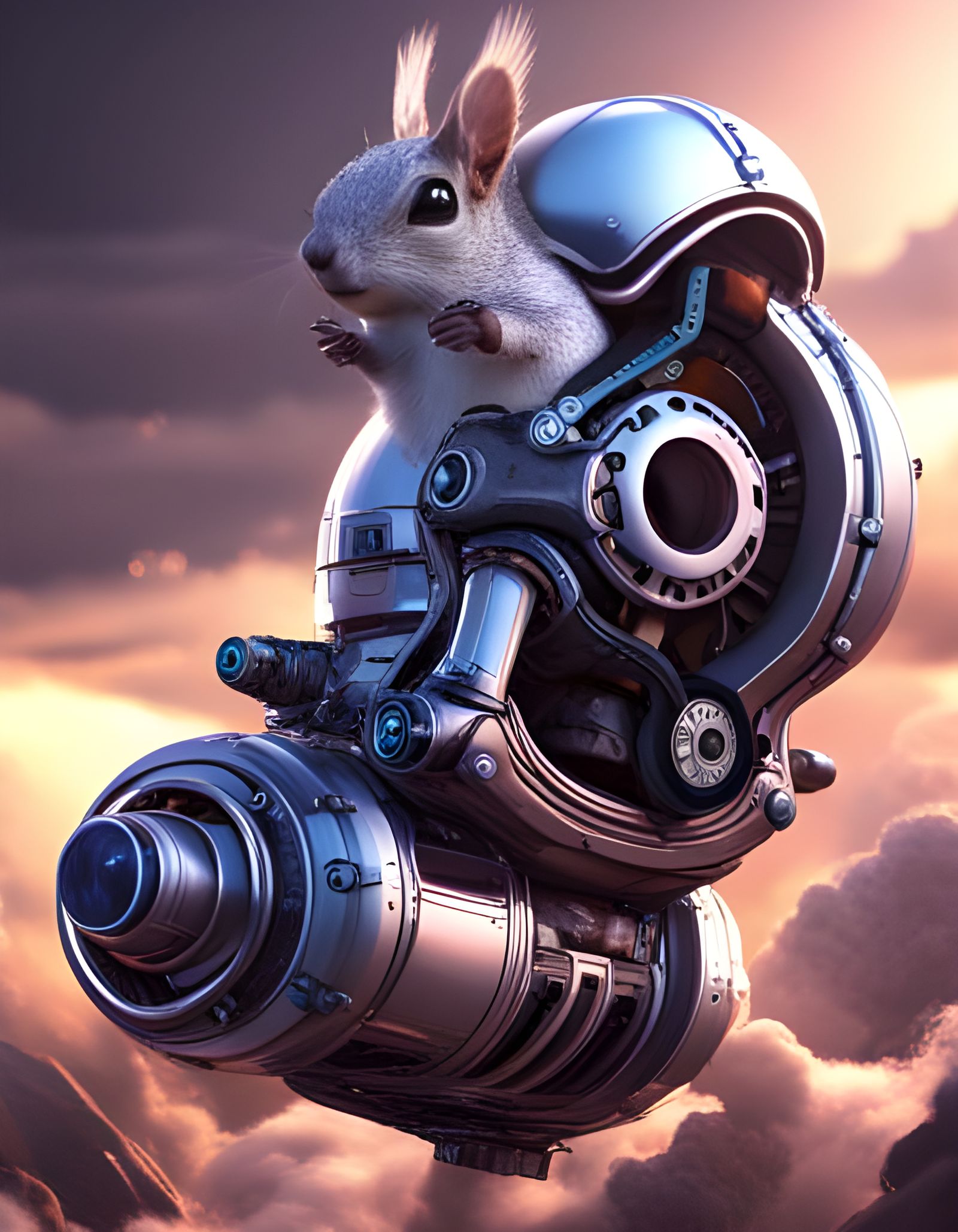 Futuristic Flying Squirrel with Turbofan Engine