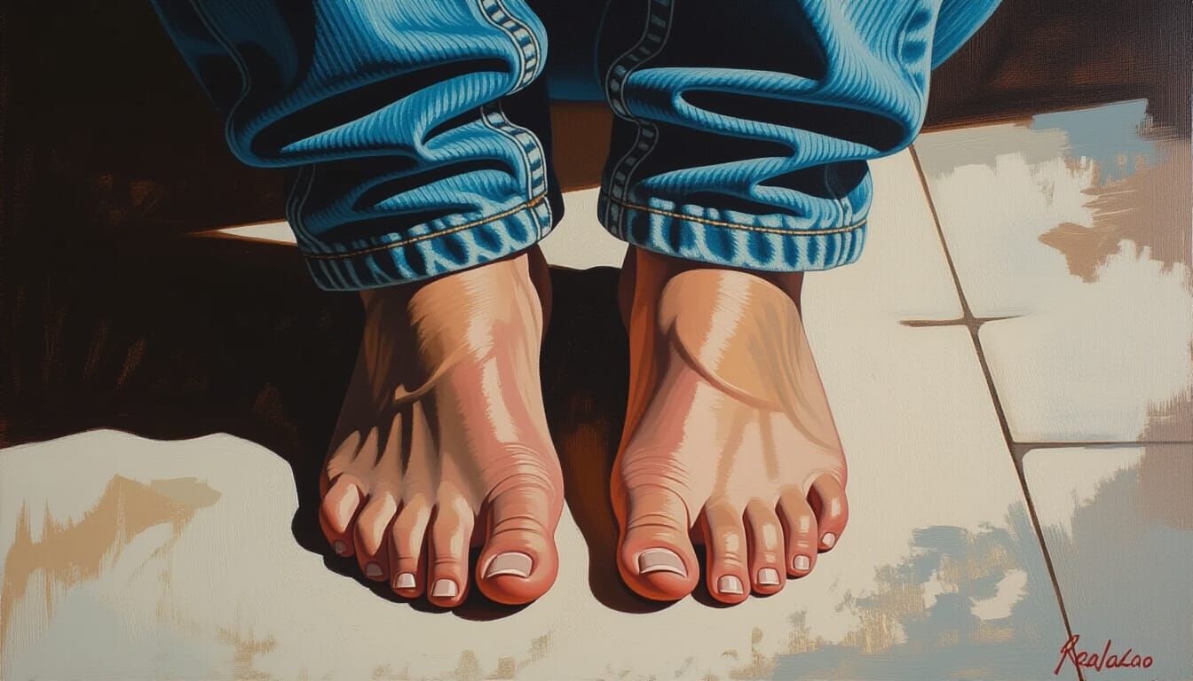 Hyper-Realistic Painting of Mutilated Human Feet