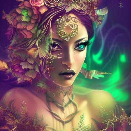 Dark Fantasy Hell Witch with Bone Crown