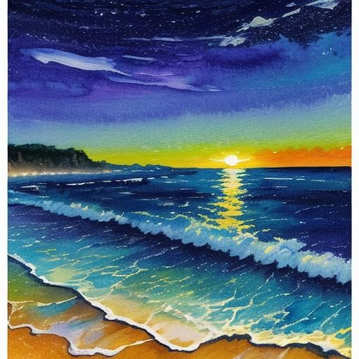 Beach at Night ,DreamShaper v8