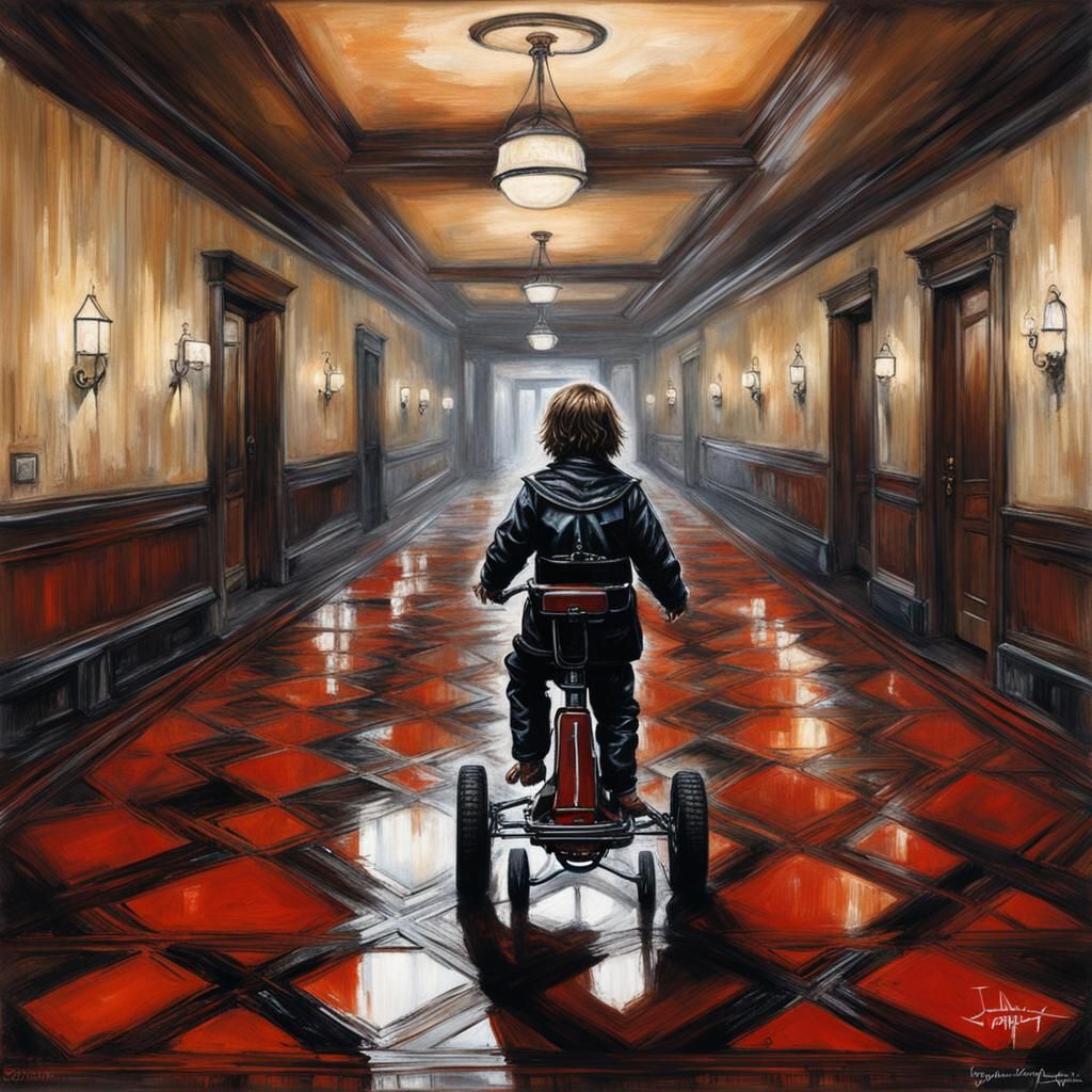 Sinister Hotel: Child on Tricycle, Matte Painting