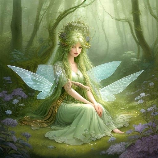 Enchanted Ukrainian Fairy in Whimsical Landscape