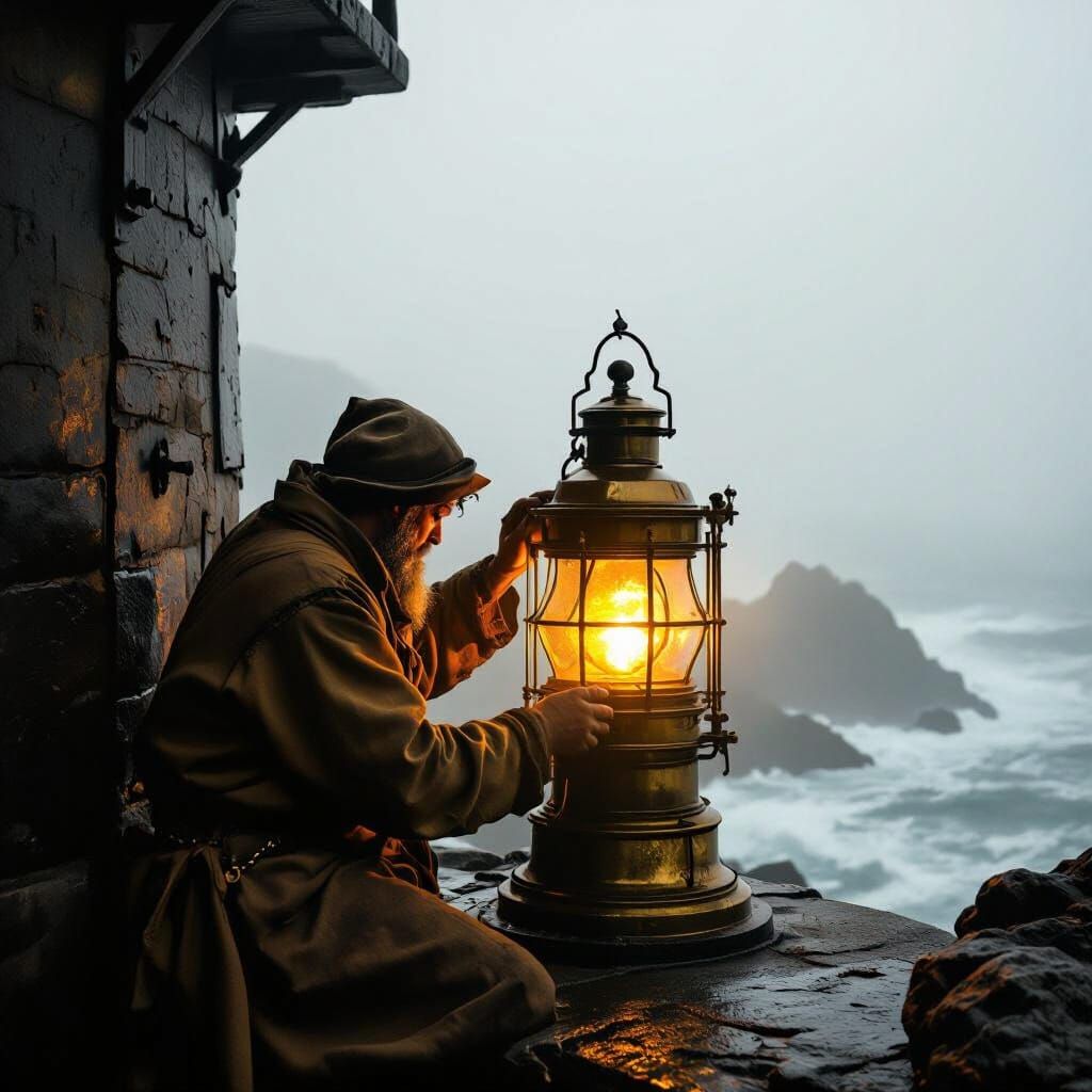 Lighthouse Keeper Illuminates Fog in Baroque Style