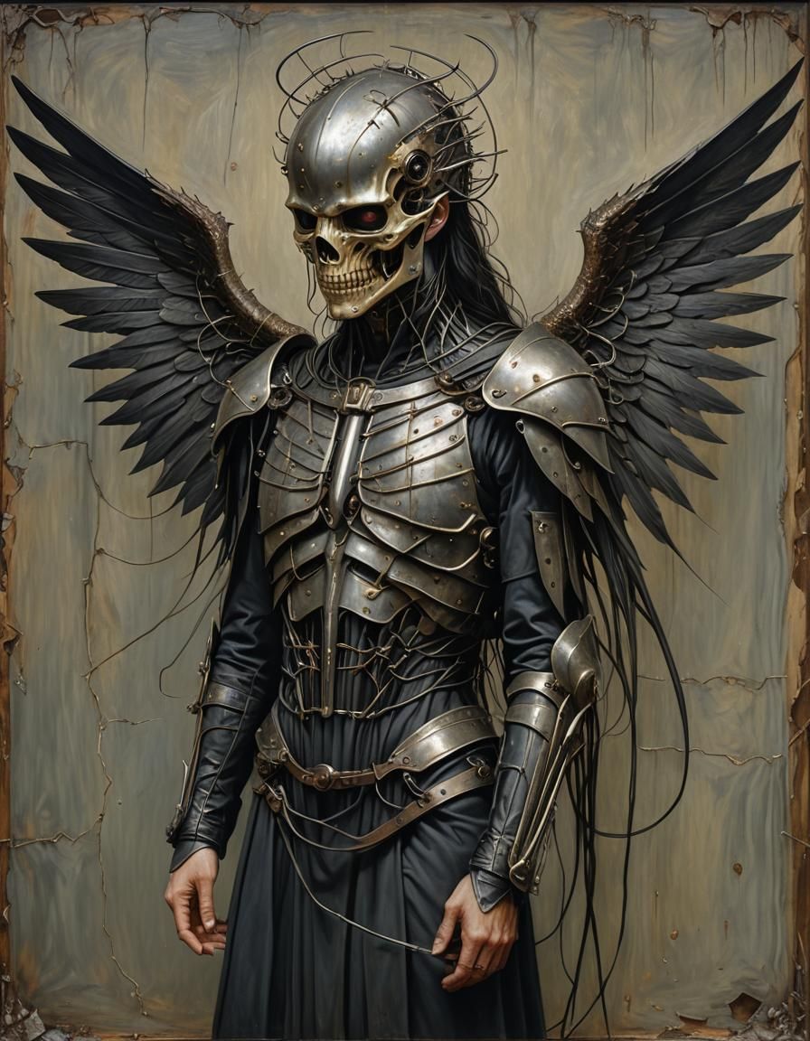 Angel of Pain in Hyperrealistic Bauhaus Style