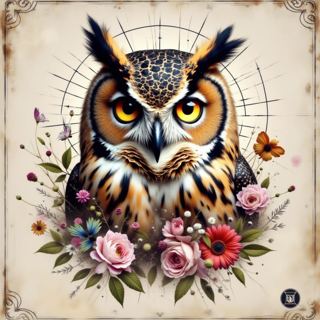 Enchanting Owl Portrait in Whimsical Style