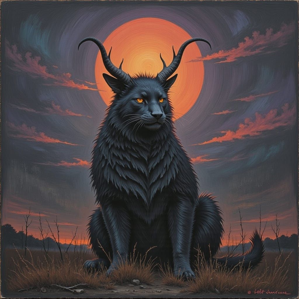 Mythical Scene in Grungy Chalk Oil Painting Style