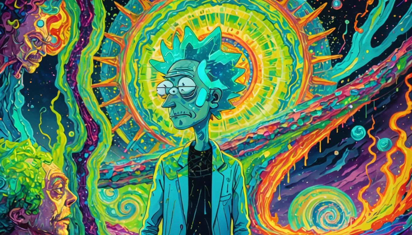 Rick and Morty in a Surreal Reality Split