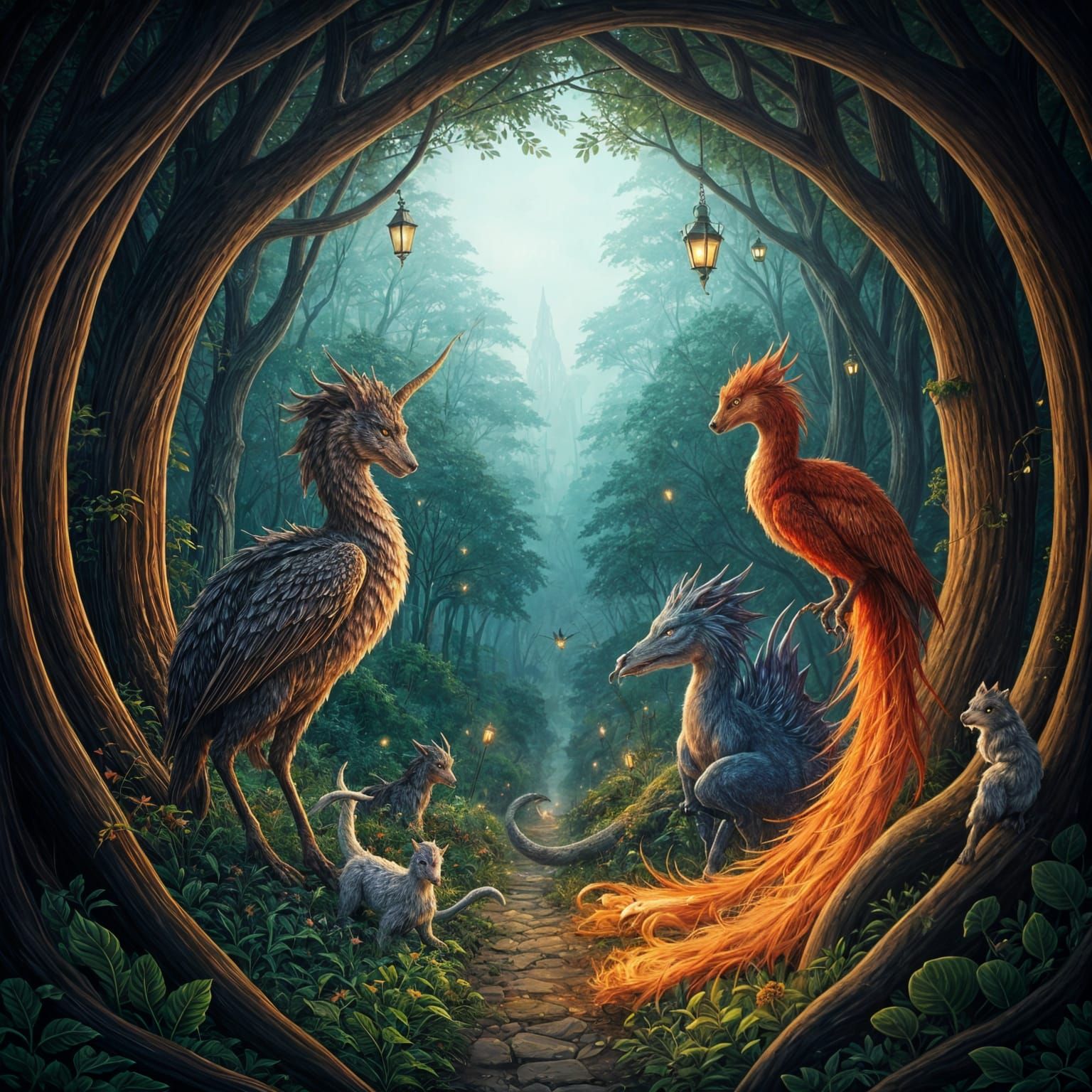 Mythical Beasts in a Fantasy Realm