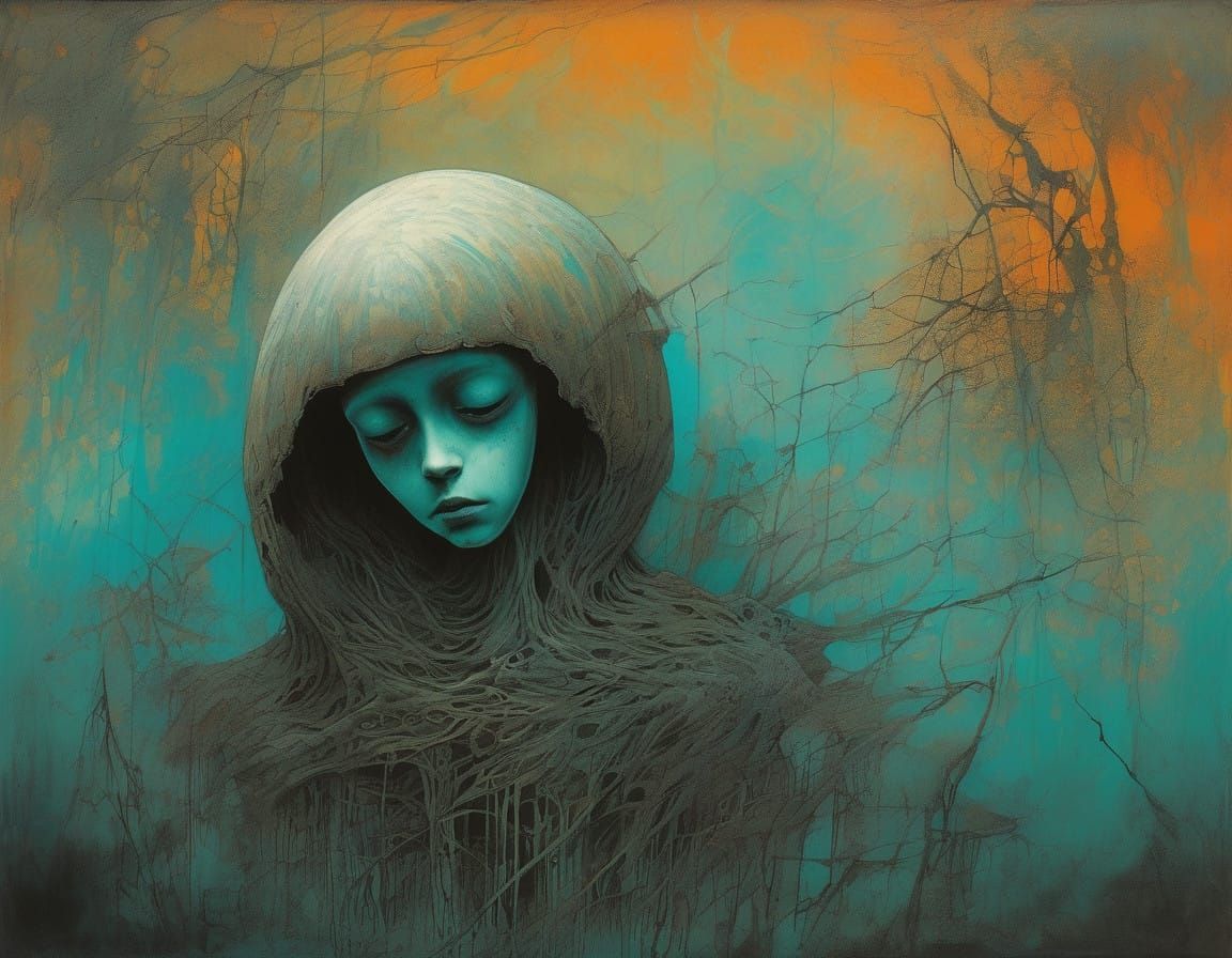 Girl Transforms into Zombie in Dark, Gothic Style