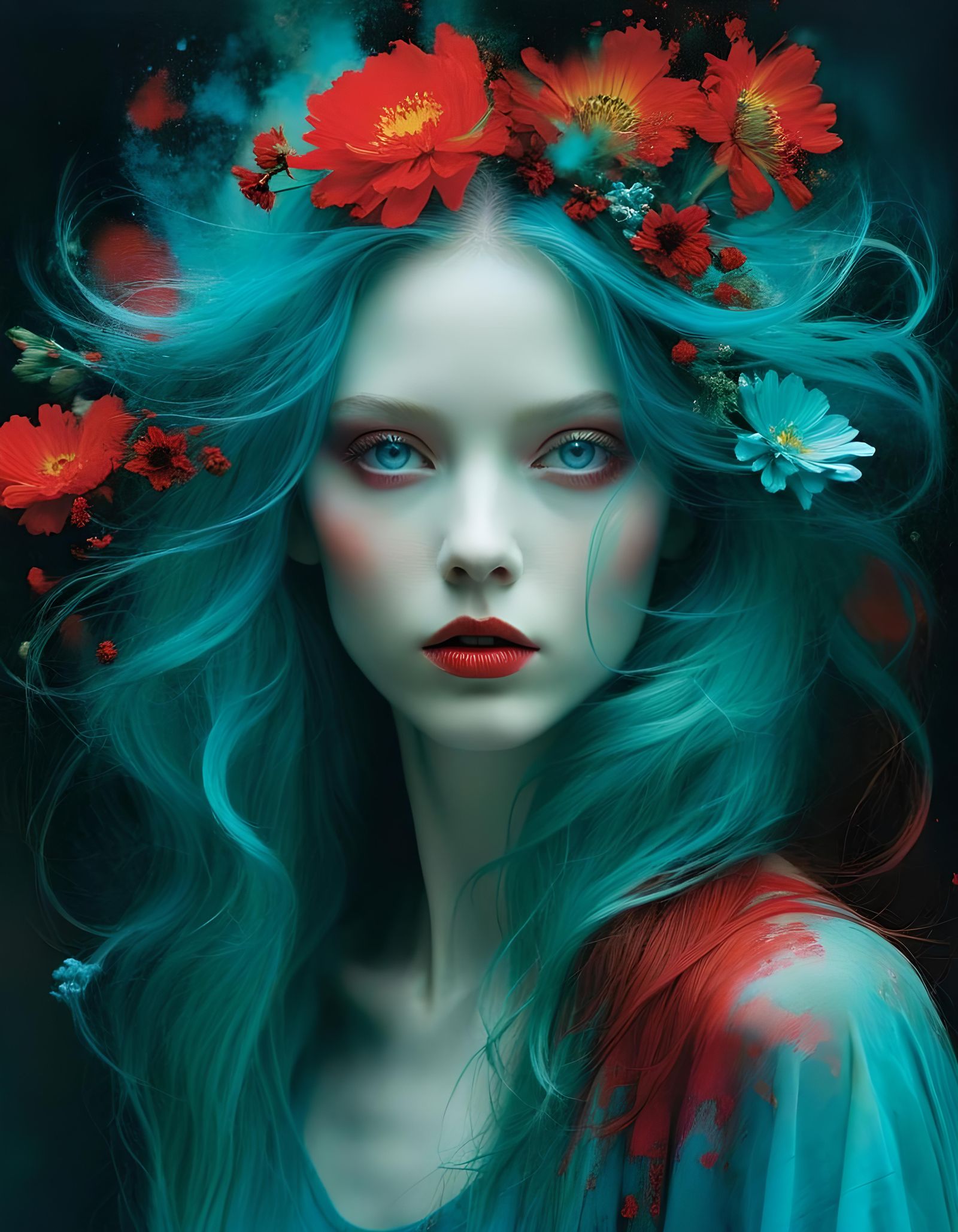 Mesmerizing Reflection in Red and Teal