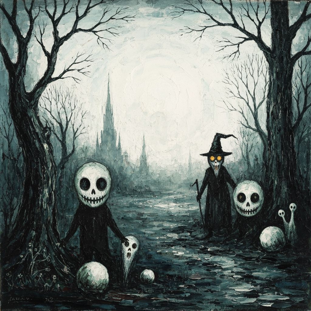 Sinister Halloween Scene in Epic Impressionist Style