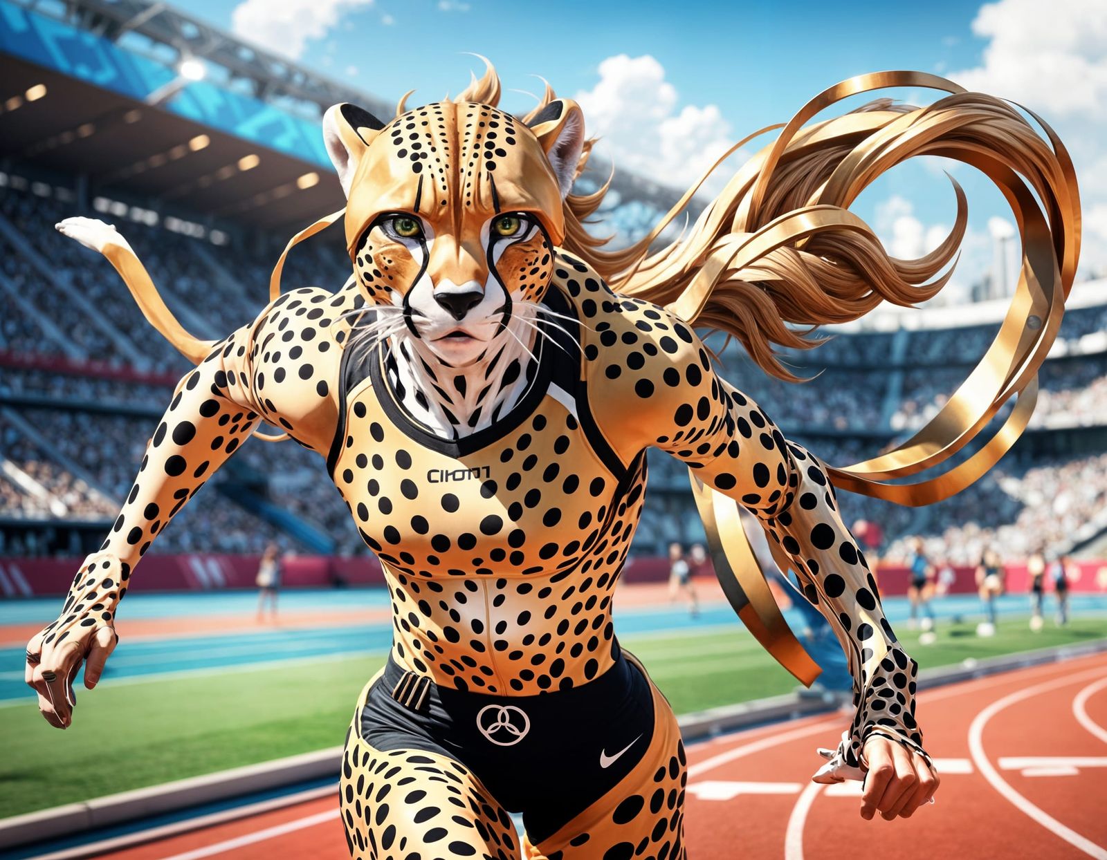 Anime Character on Olympic Track in 3D Art