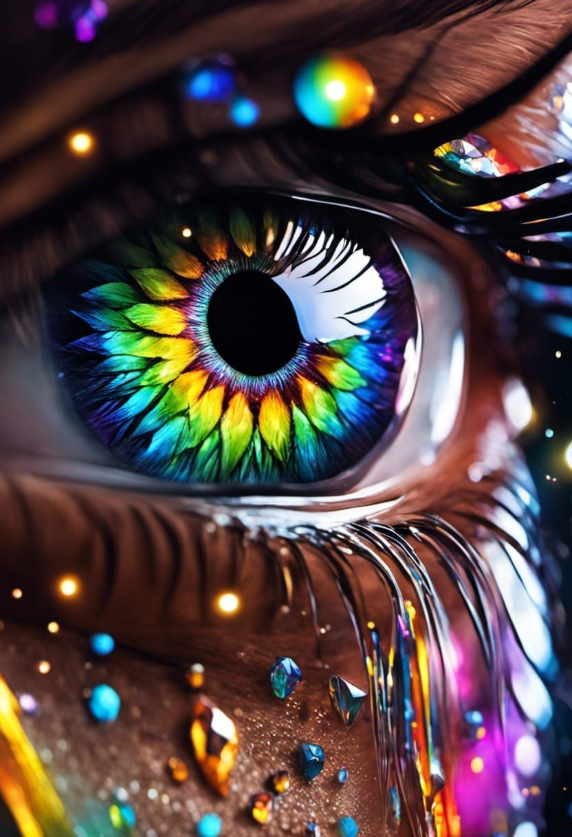 Fragmented Crystal Eye with Rainbow Lightning