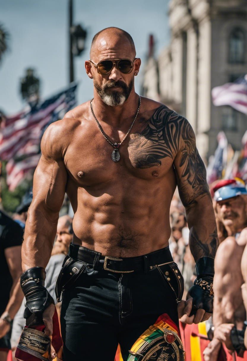 Gay Pride Parade Featuring Muscular Men