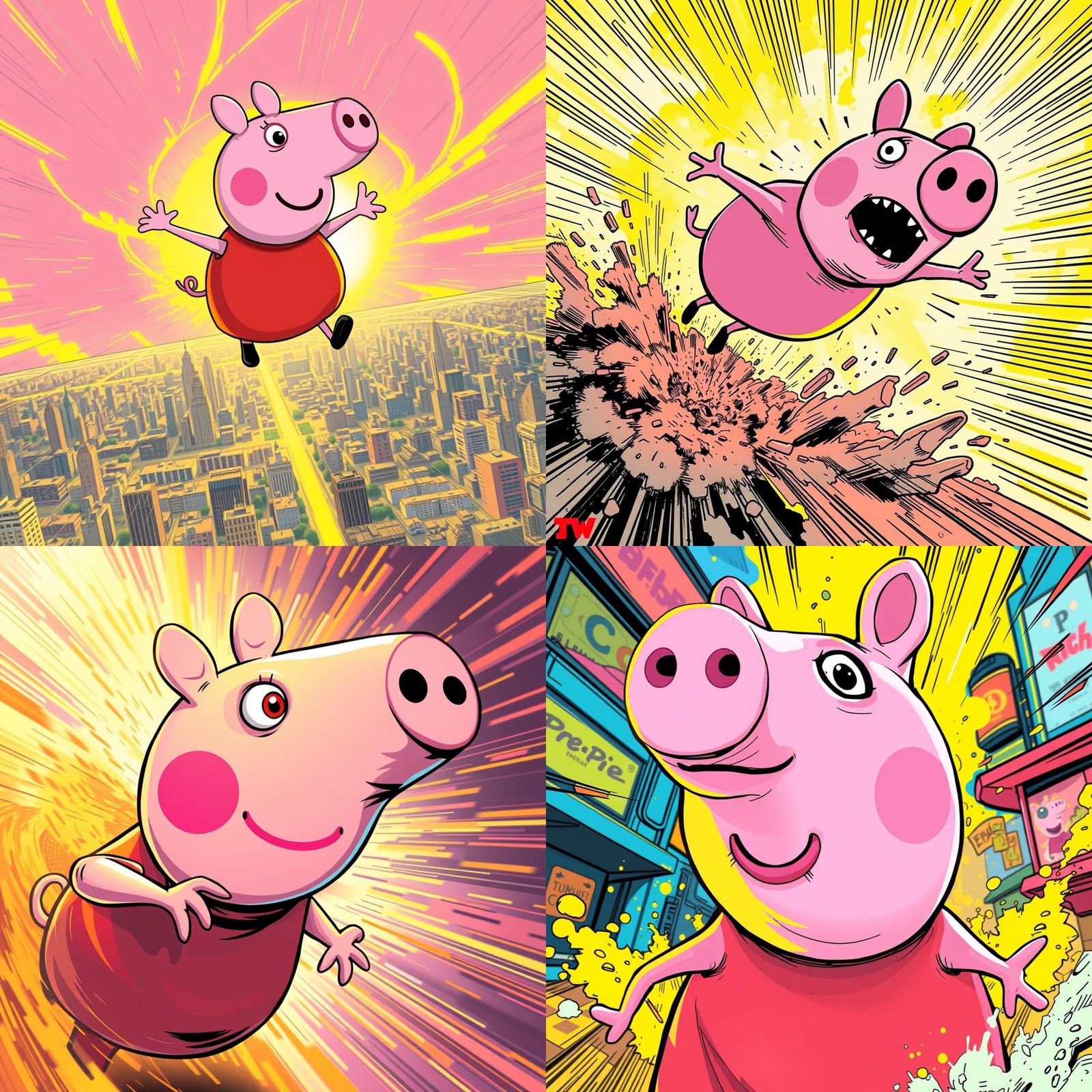 Peppa Pig in Manga-Fusion Action Scene