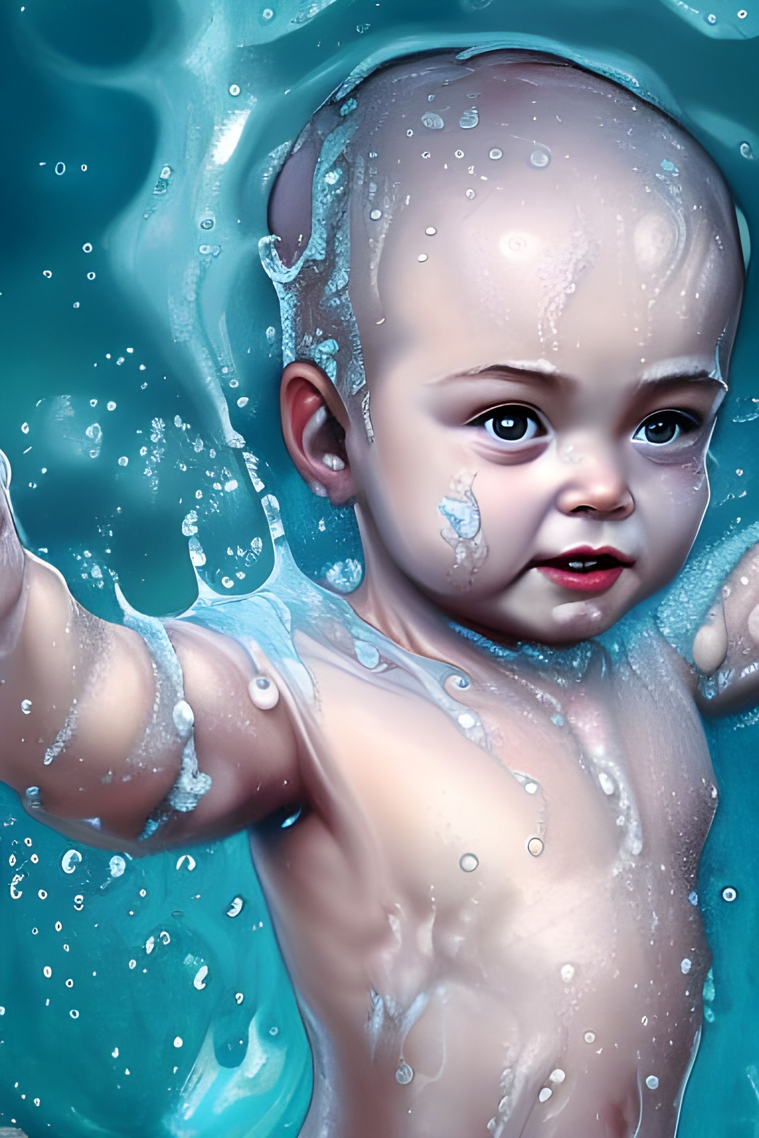 Baby playing with water