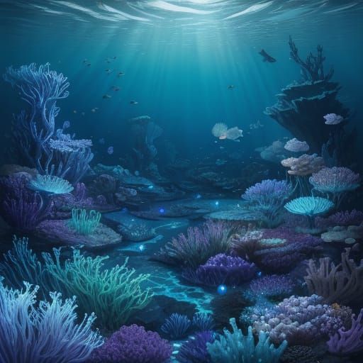 Bioluminescent Garden: A Surreal Underwater Dreamscape