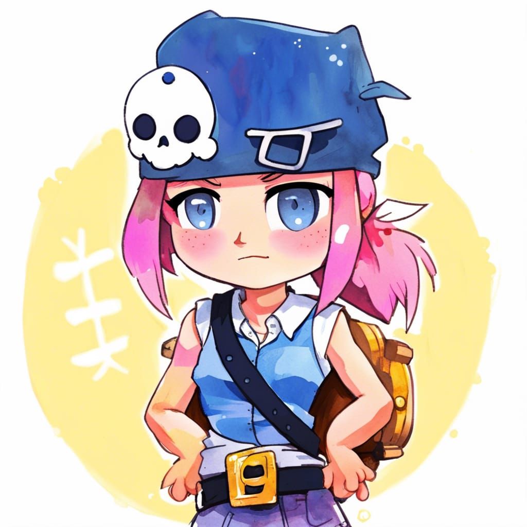 Anime Style Portrait of Penny on Pirate Ship