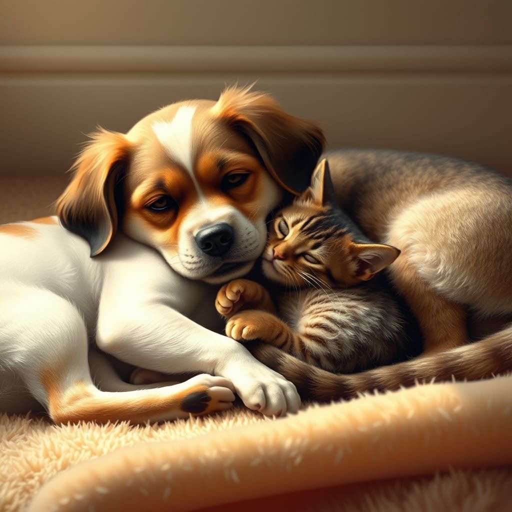 Snuggled Up Friends in a Cozy Moment