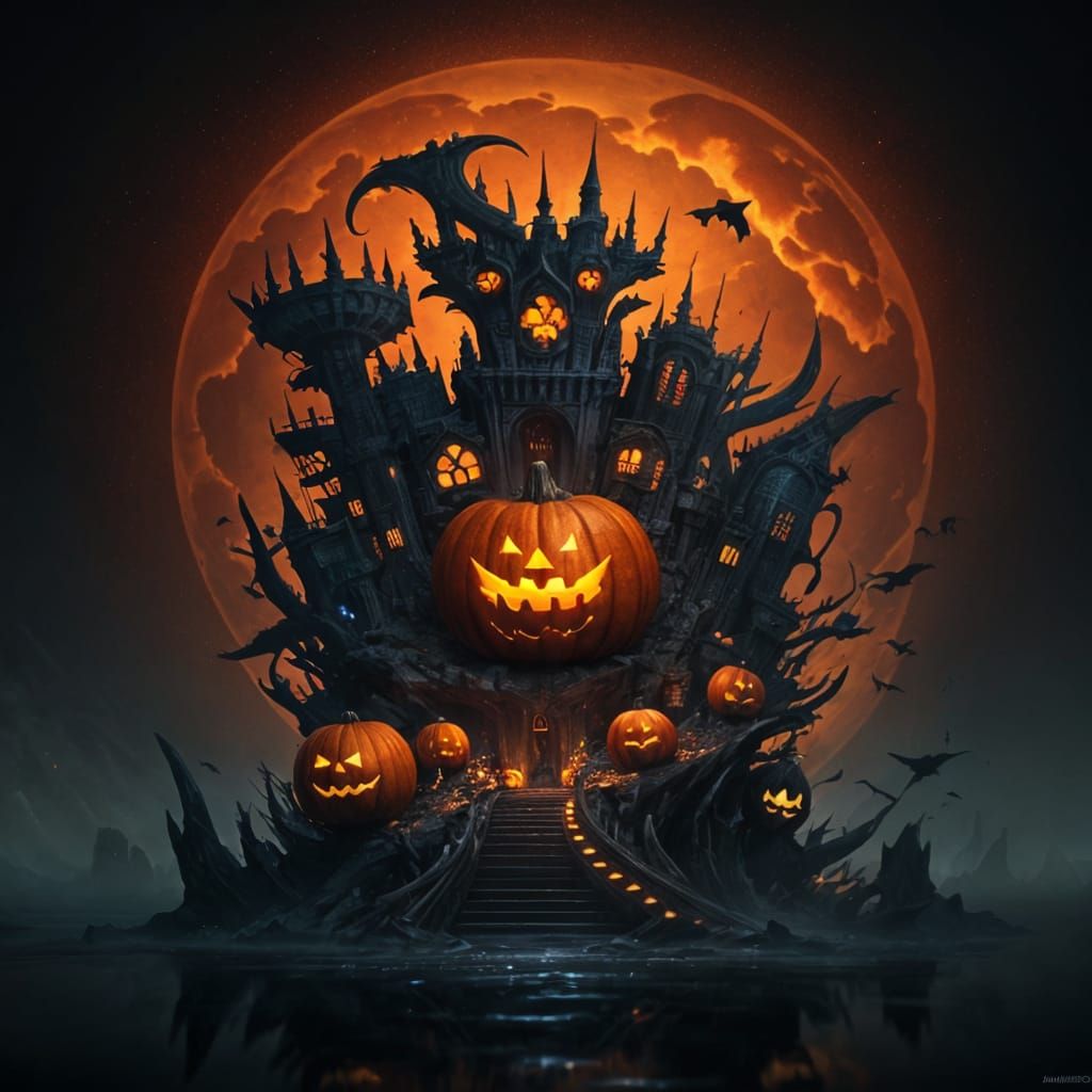 Detailed Matte Painting of a Jack-o'-lantern