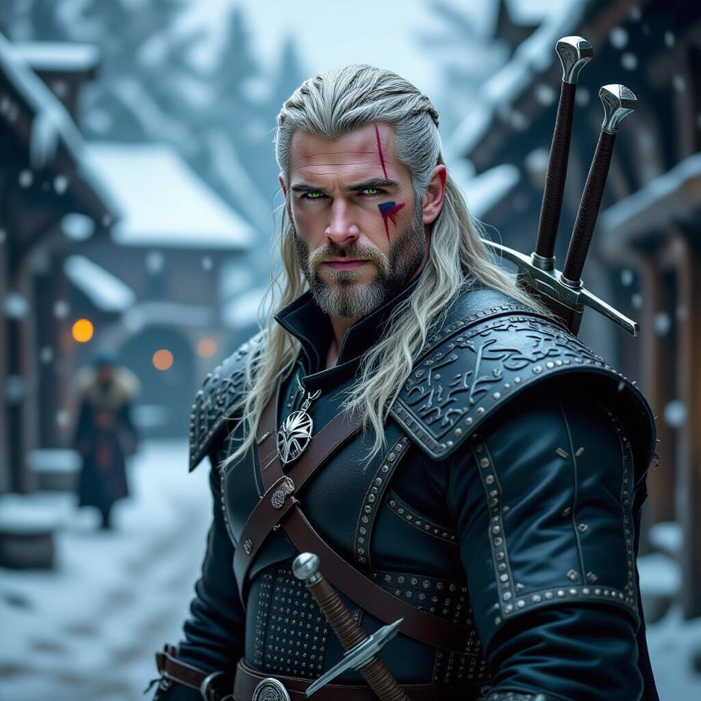 Geralt of Rivia in Kaer Morhen: Mystical Digital Art