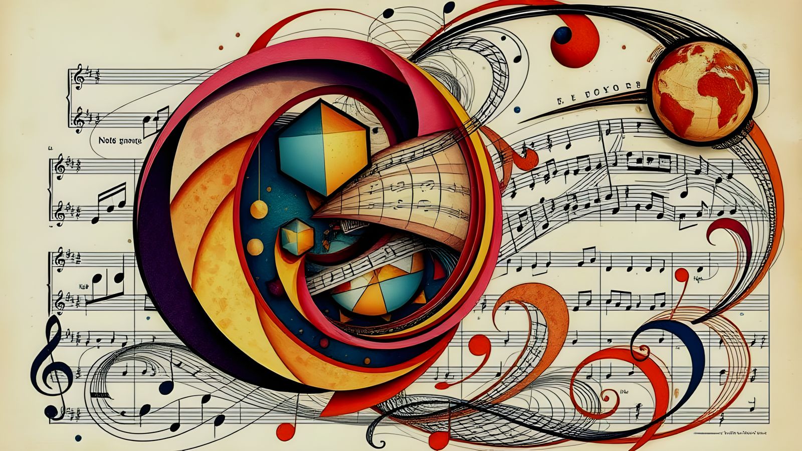 Geometric Abstract Art with Musical Elements